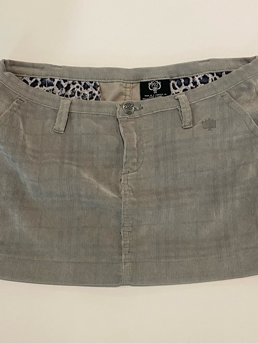 Vintage 702 Vegas Grey Corduroy Mini Skirt – Size 26